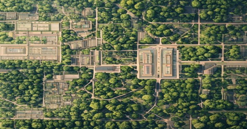 Aerial view of urban zoning and planning